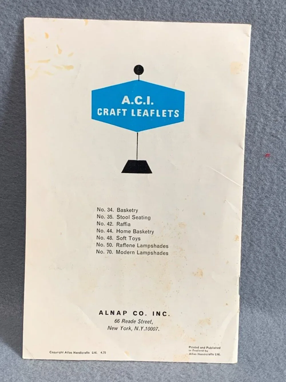 A.C.I. Stool Seating Craft Weaving Pattern Leaflet Book No. 35
